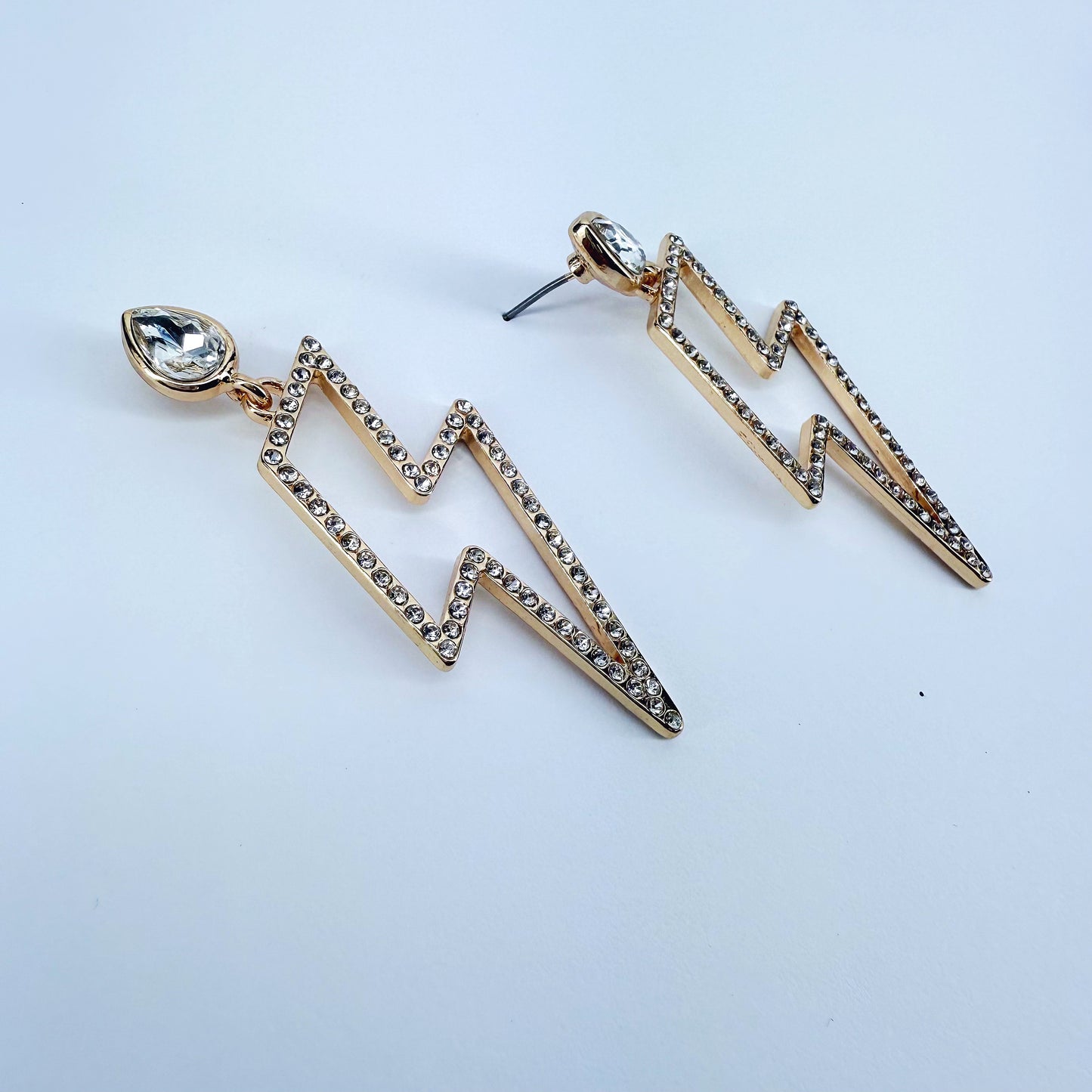 Drop Dangle Lightning Shape Rhinestone Earrings