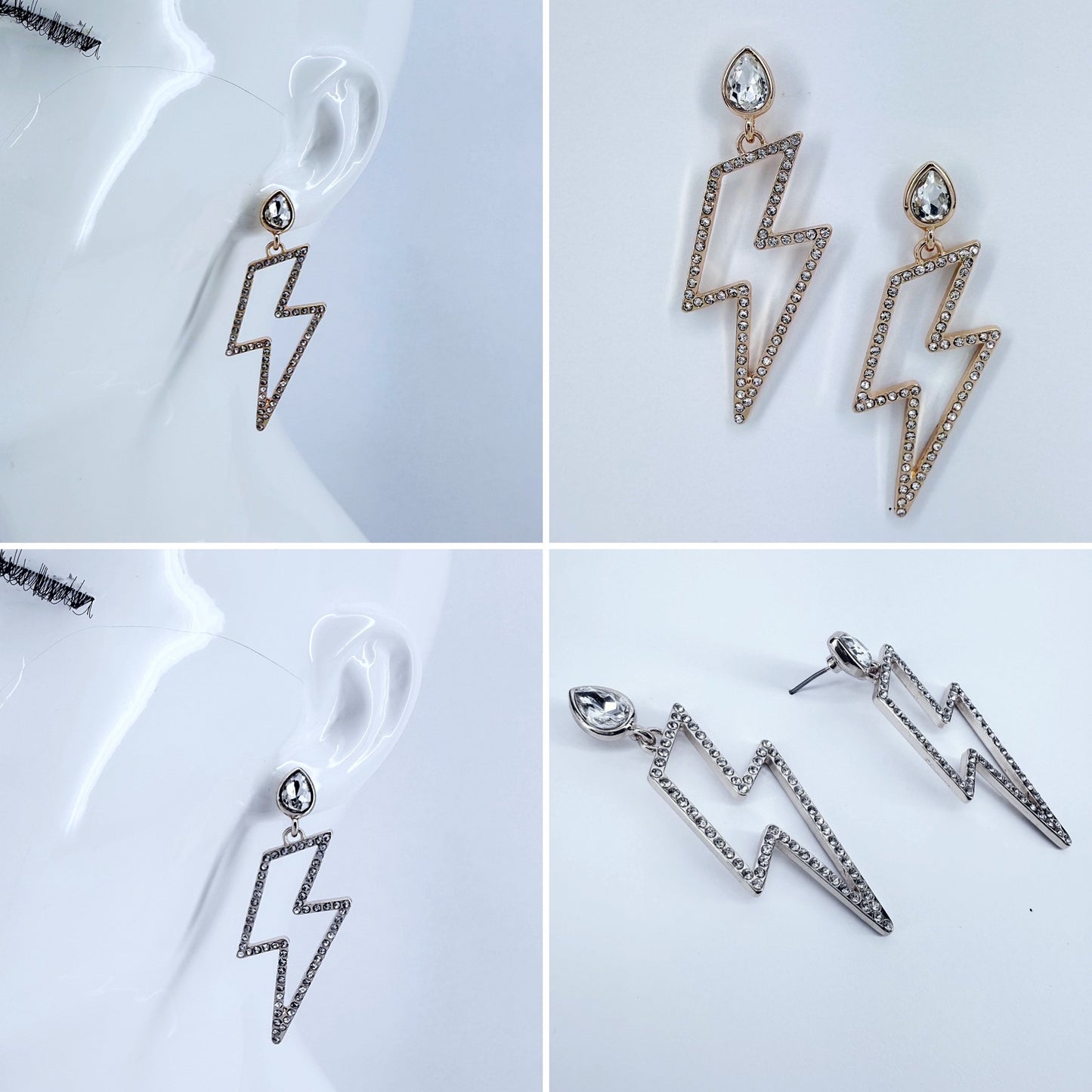 Drop Dangle Lightning Shape Rhinestone Earrings
