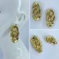 Gold Finish Metal Post Back Triple Link Earrings