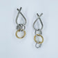 2 Tones Post Back Rings Shape Earrings