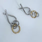 2 Tones Post Back Rings Shape Earrings