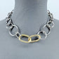 2 tones Rings and Oval Shape Metal Necklace
