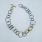 2 tones Rings and Oval Shape Metal Necklace