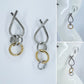 2 Tones Post Back Rings Shape Earrings