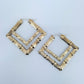 Double Square Shape Hoop Bamboo design Earrings