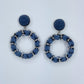 Denim Drop Dangle Round Earrings