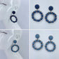 Denim Drop Dangle Round Earrings
