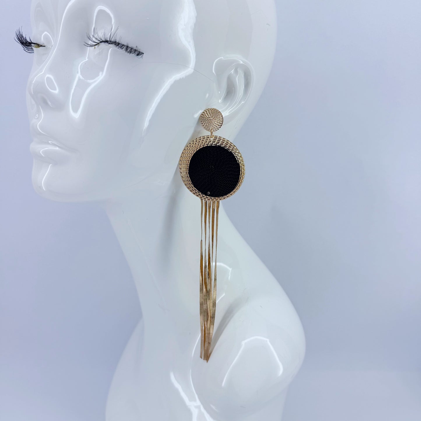 Extra Long Gold or Silver Finish Herringbone Tassel Earrings