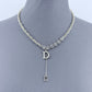 Gold or Silver Finish Rhinestones Initial D Necklace