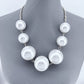 Gold or Silver Finish Large Pearl Statement Necklace