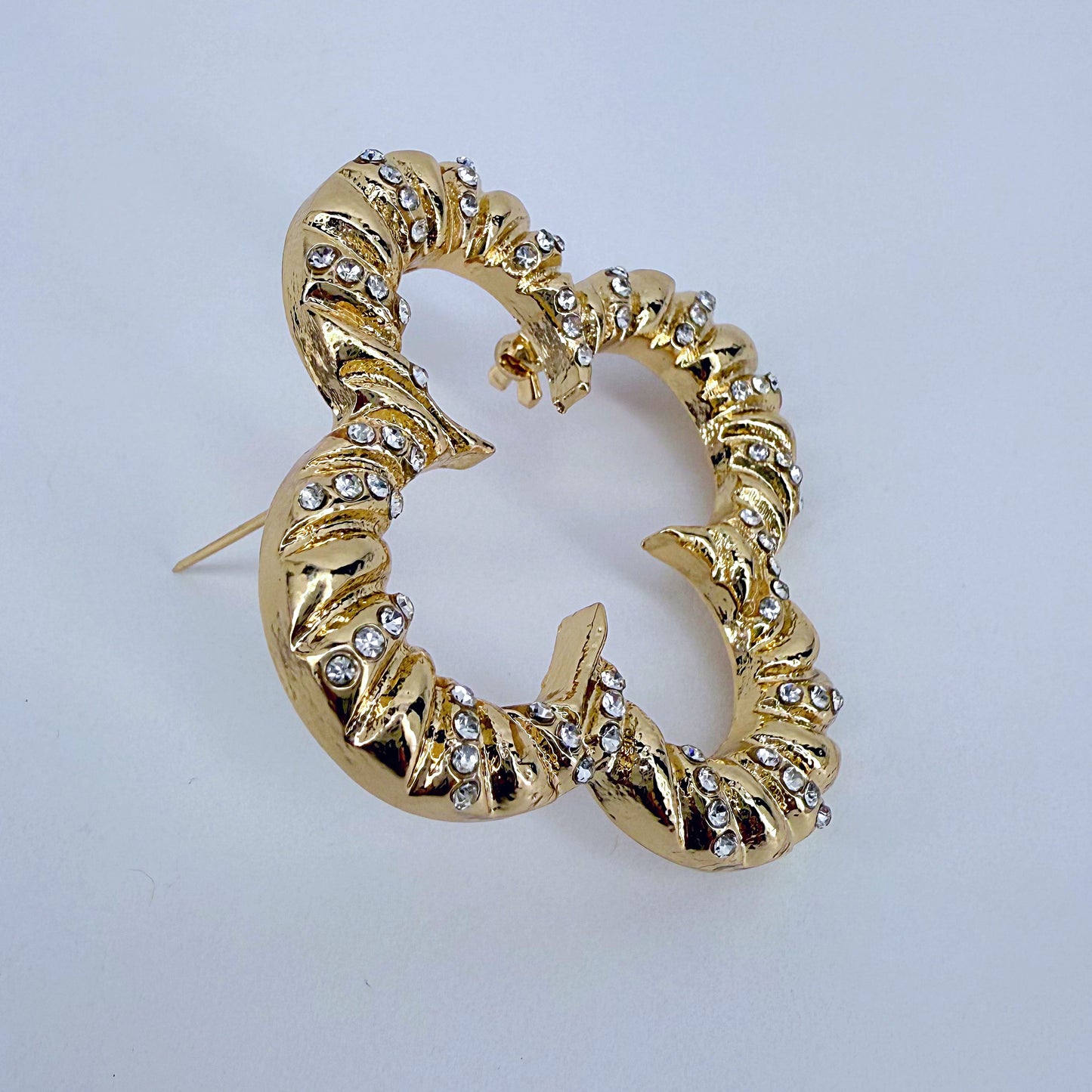 Gold Or Silver Brooch Clover Design With Rhinestones