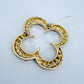 Gold Or Silver Brooch Clover Design With Rhinestones