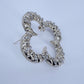 Gold Or Silver Brooch Clover Design With Rhinestones