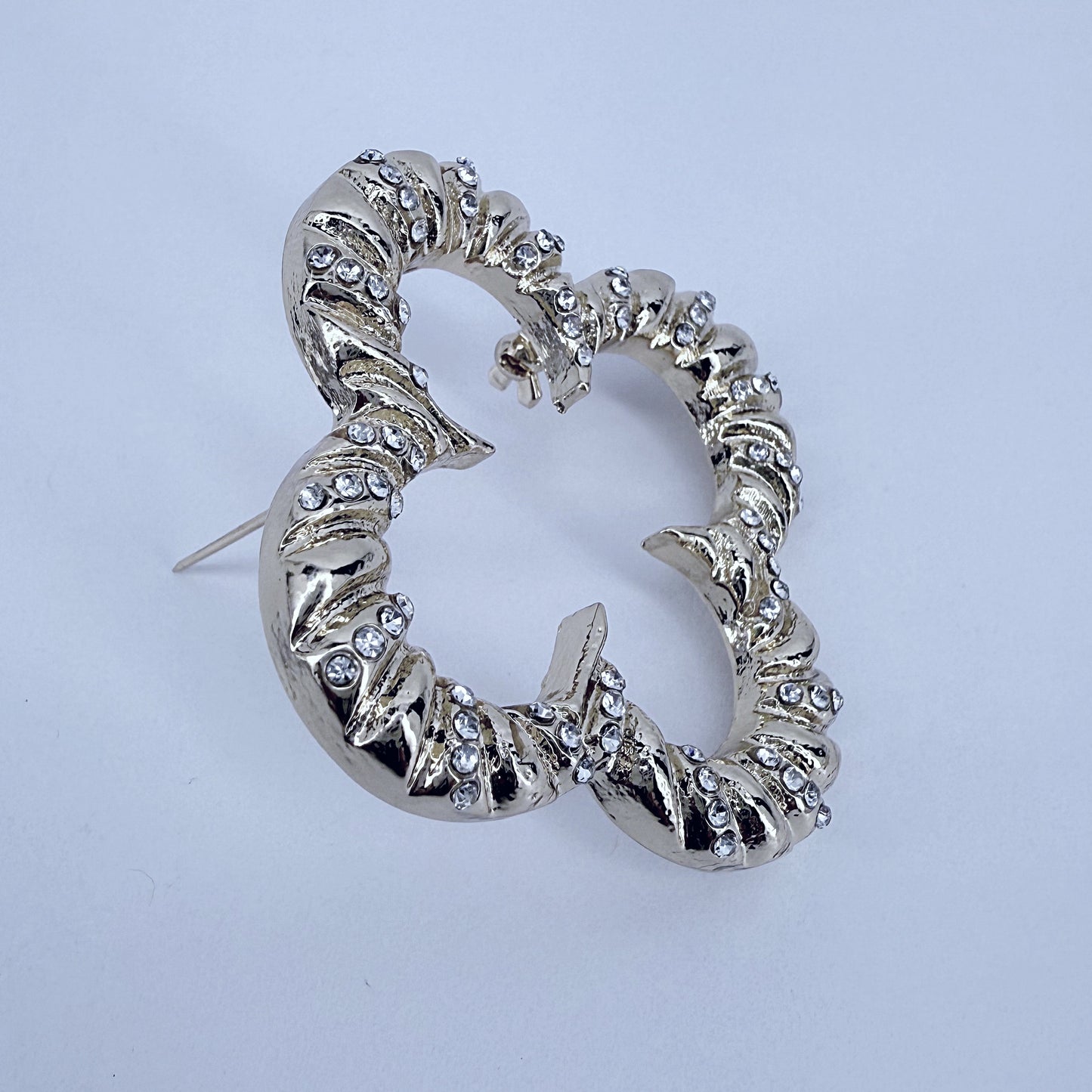 Gold Or Silver Brooch Clover Design With Rhinestones