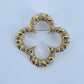 Gold Or Silver Brooch Clover Design With Rhinestones