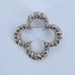 Gold Or Silver Brooch Clover Design With Rhinestones
