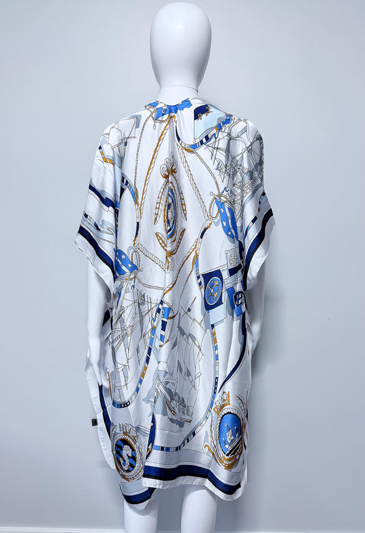 Anchor Nautical Marine Pattern Shawl Kimono