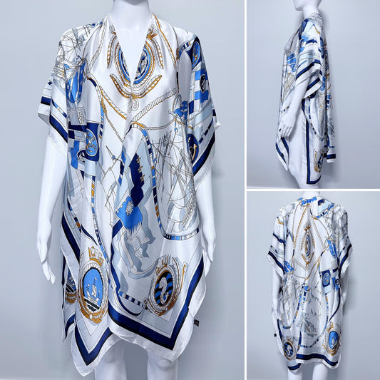 Anchor Nautical Marine Pattern Shawl Kimono