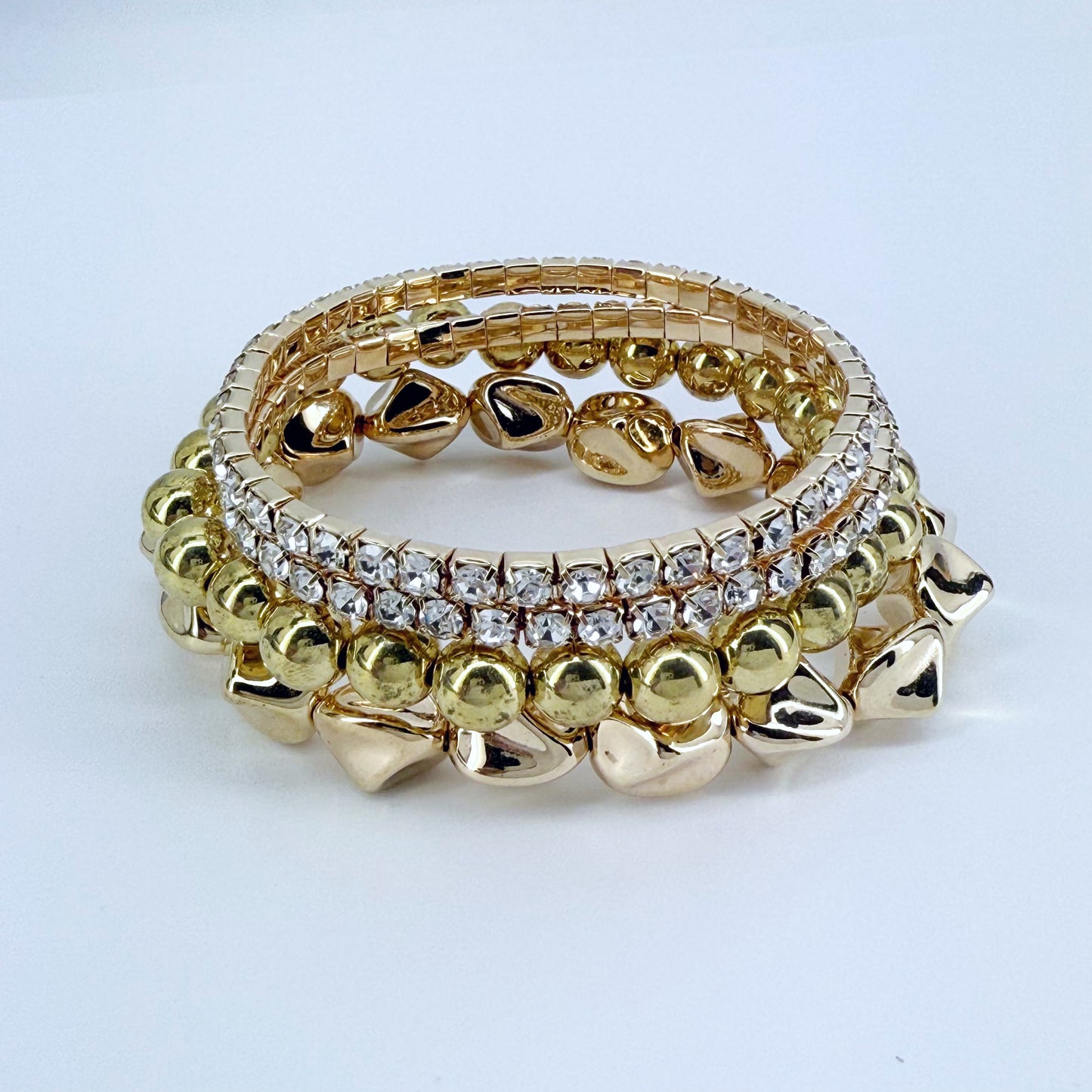 Gold or Silver Finish 4 Set Stretchable Bracelet
