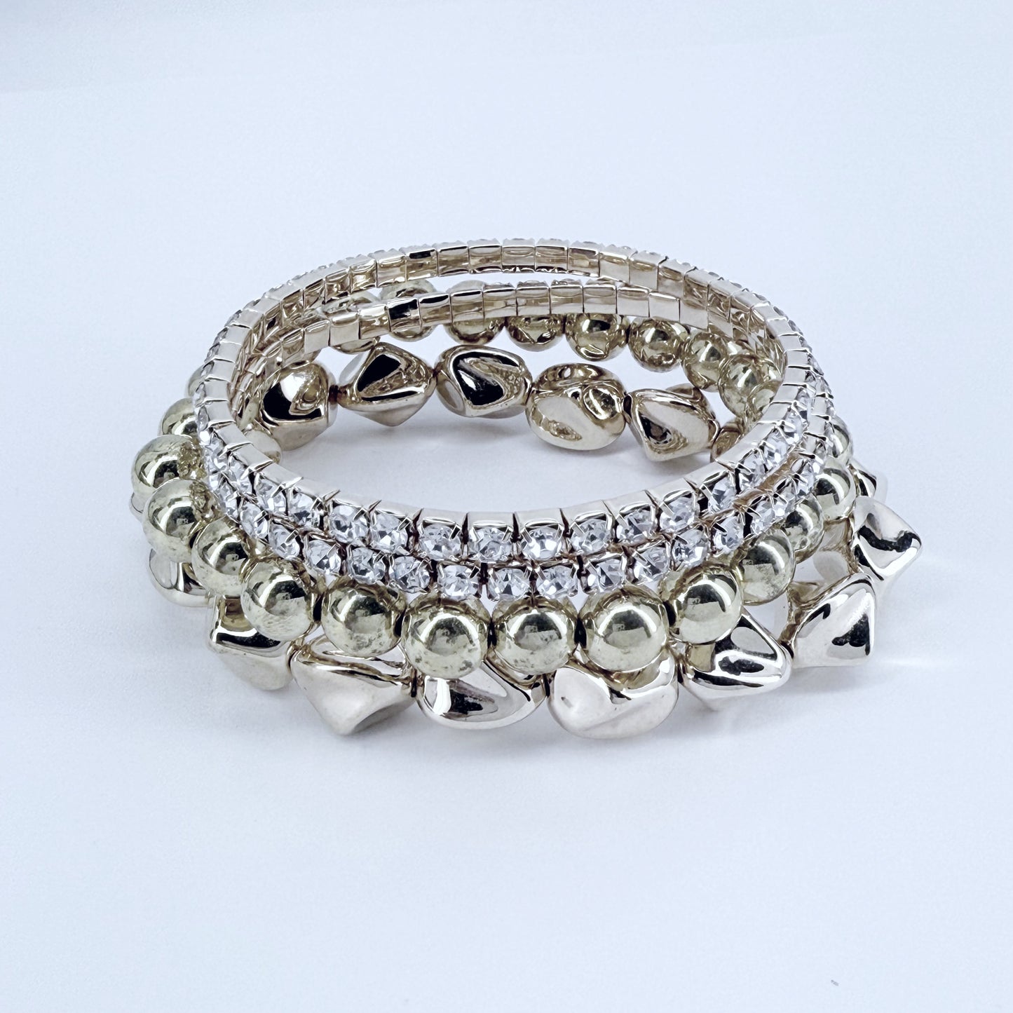 Gold or Silver Finish 4 Set Stretchable Bracelet
