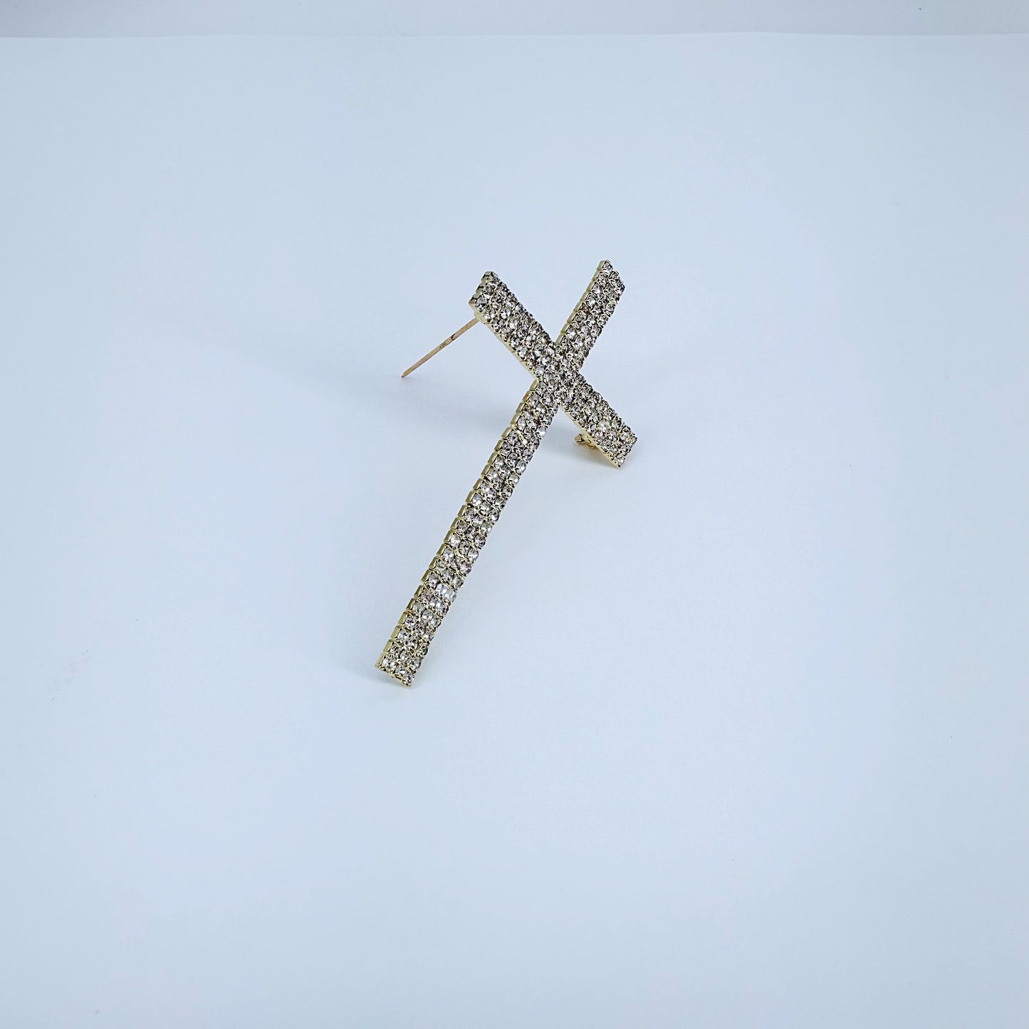 Clear Rhinestones Dainty Cross Brooch