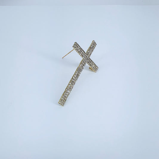 Clear Rhinestones Dainty Cross Brooch
