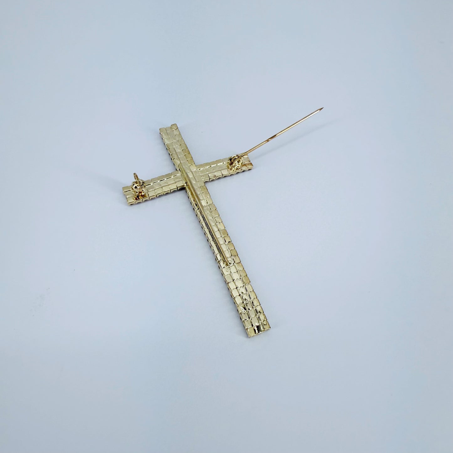 Clear Rhinestones Dainty Cross Brooch