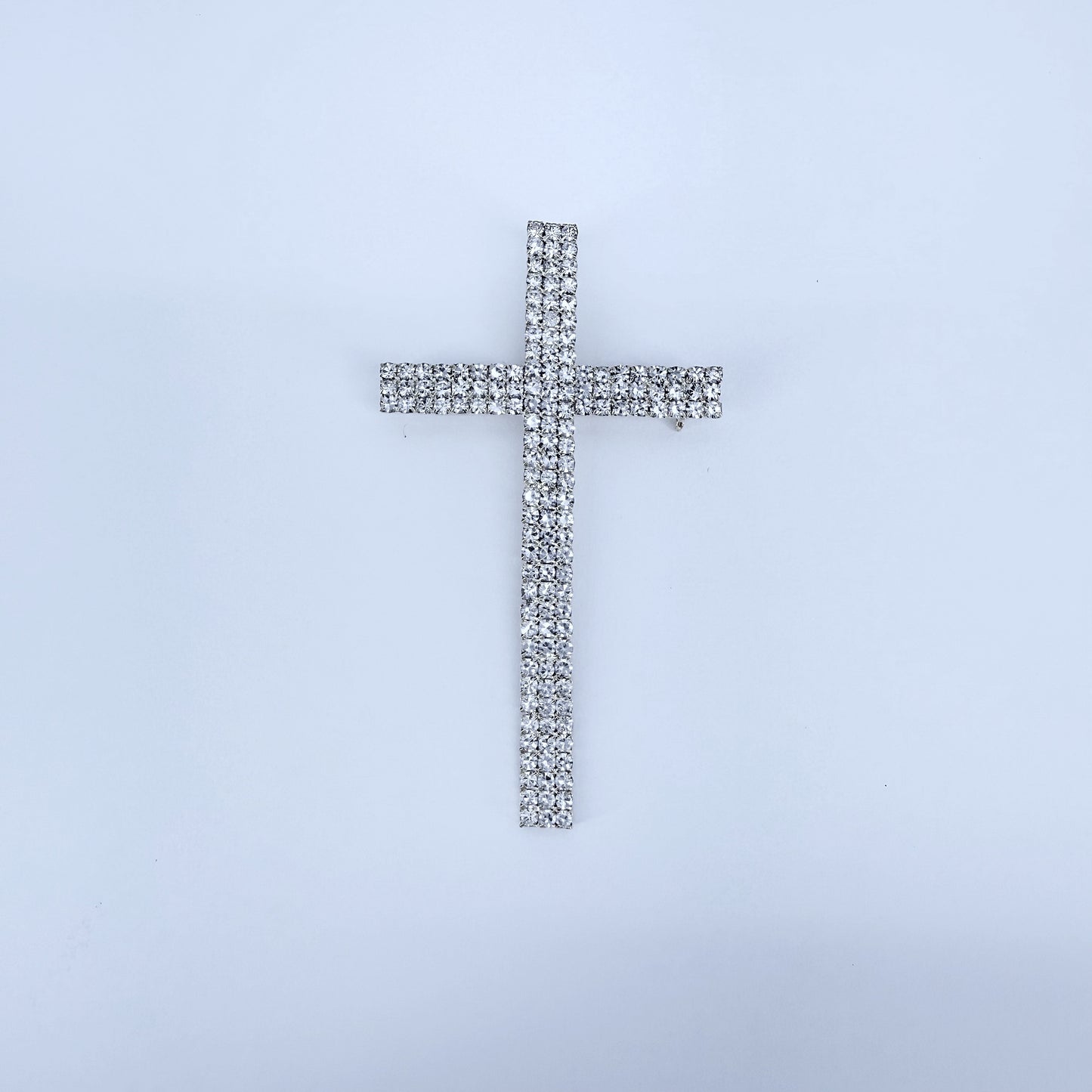 Clear Rhinestones Dainty Cross Brooch