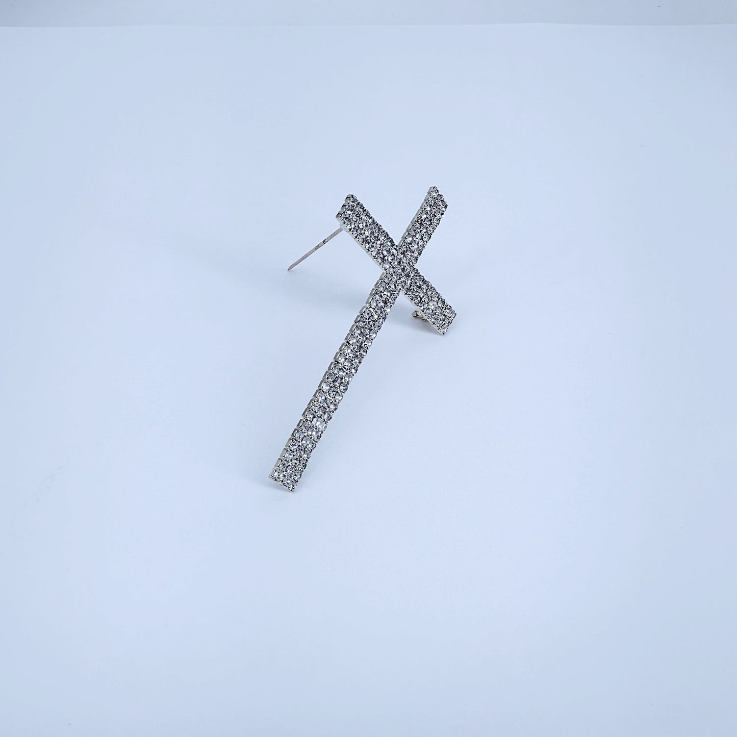 Clear Rhinestones Dainty Cross Brooch