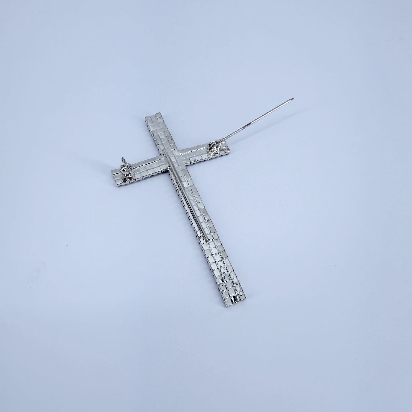 Clear Rhinestones Dainty Cross Brooch