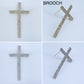 Clear Rhinestones Dainty Cross Brooch
