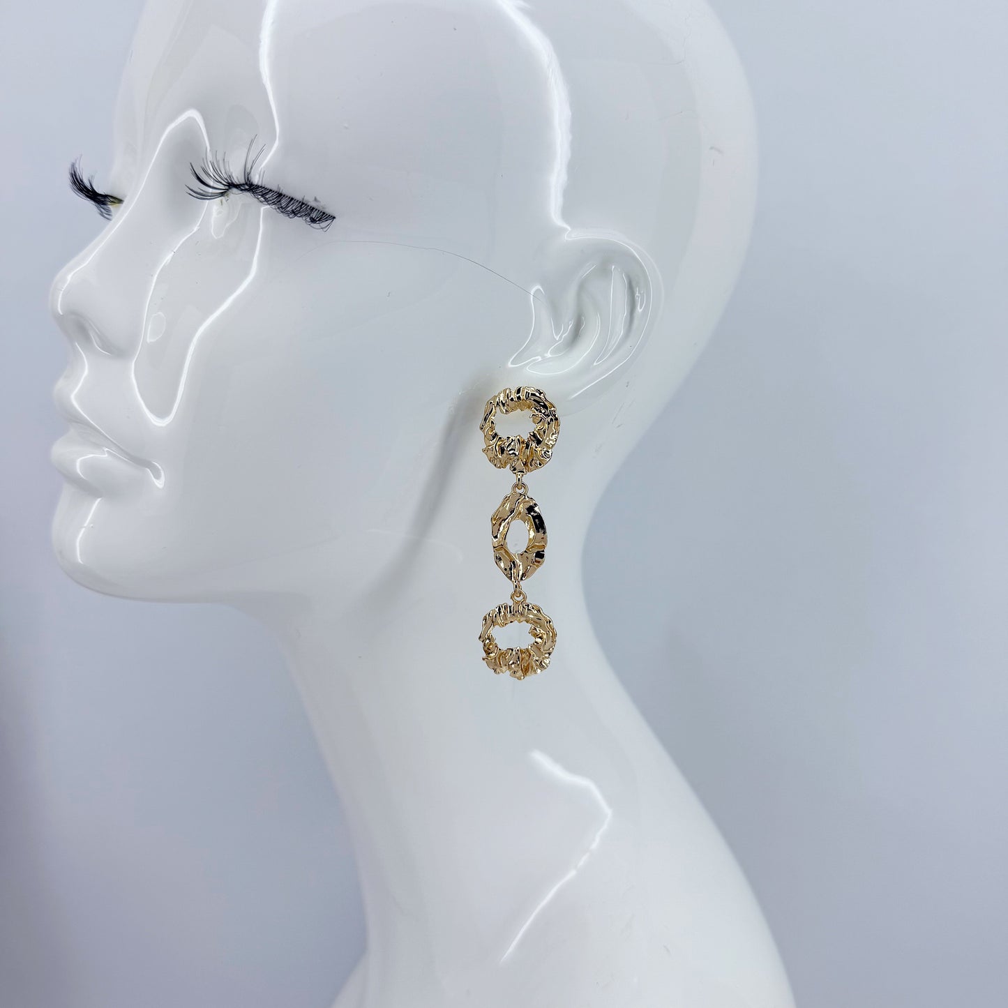 Nugget Texture Hammered Metal Drop Dangle Earrings