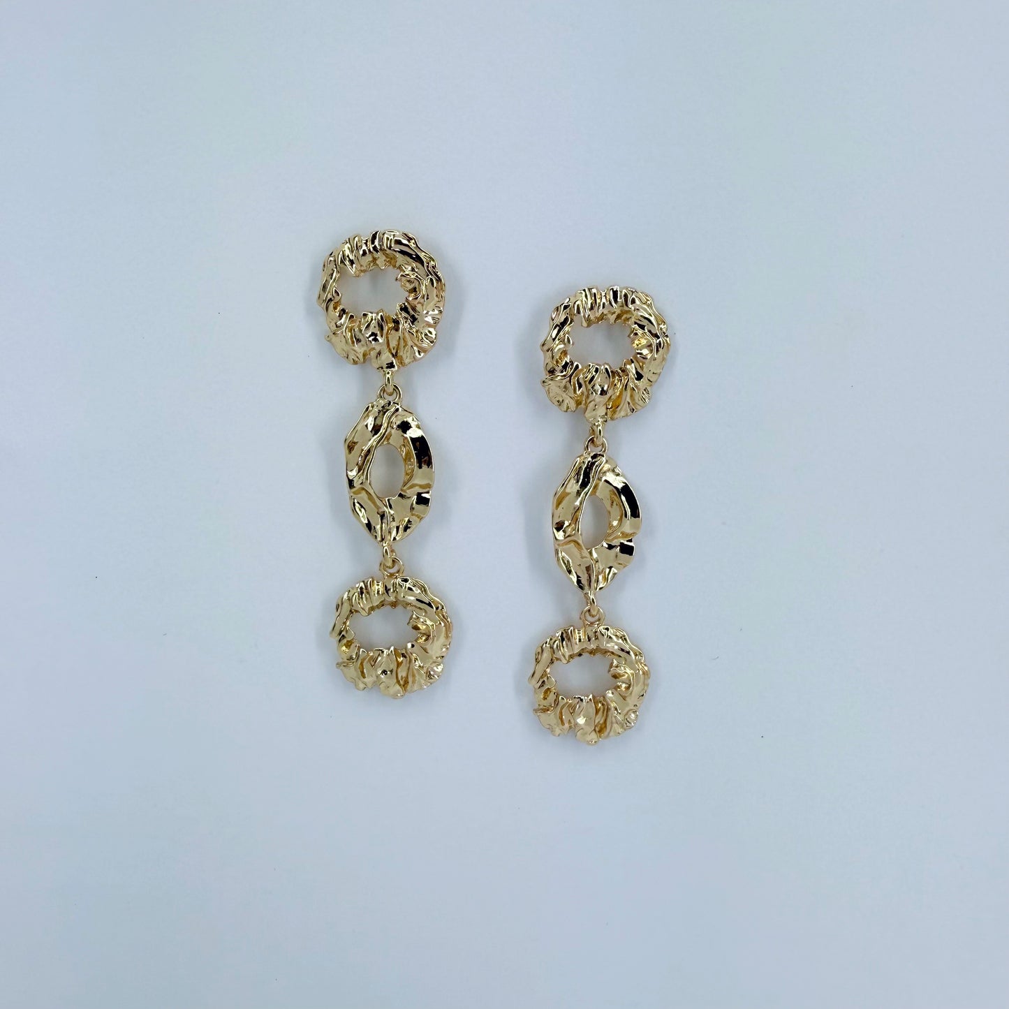 Nugget Texture Hammered Metal Drop Dangle Earrings