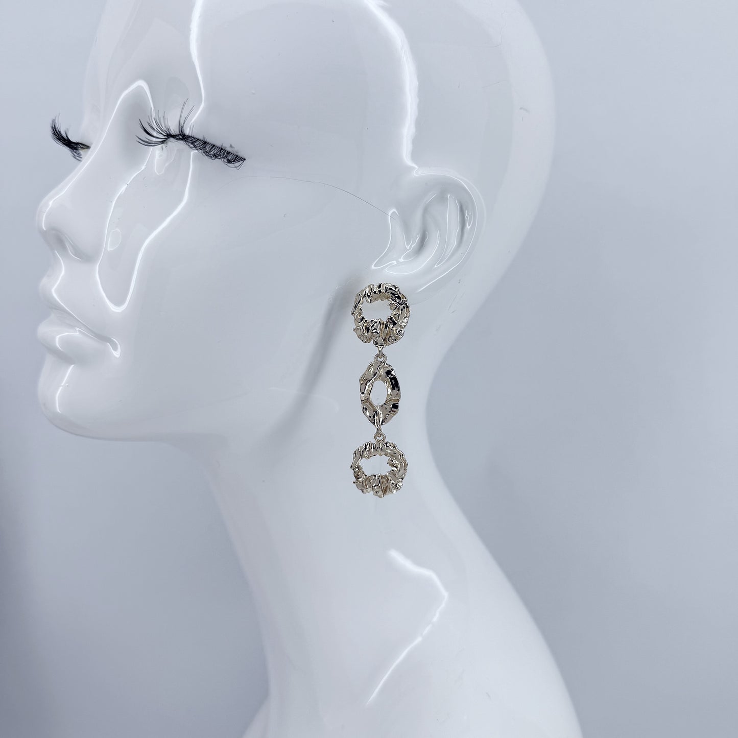 Nugget Texture Hammered Metal Drop Dangle Earrings