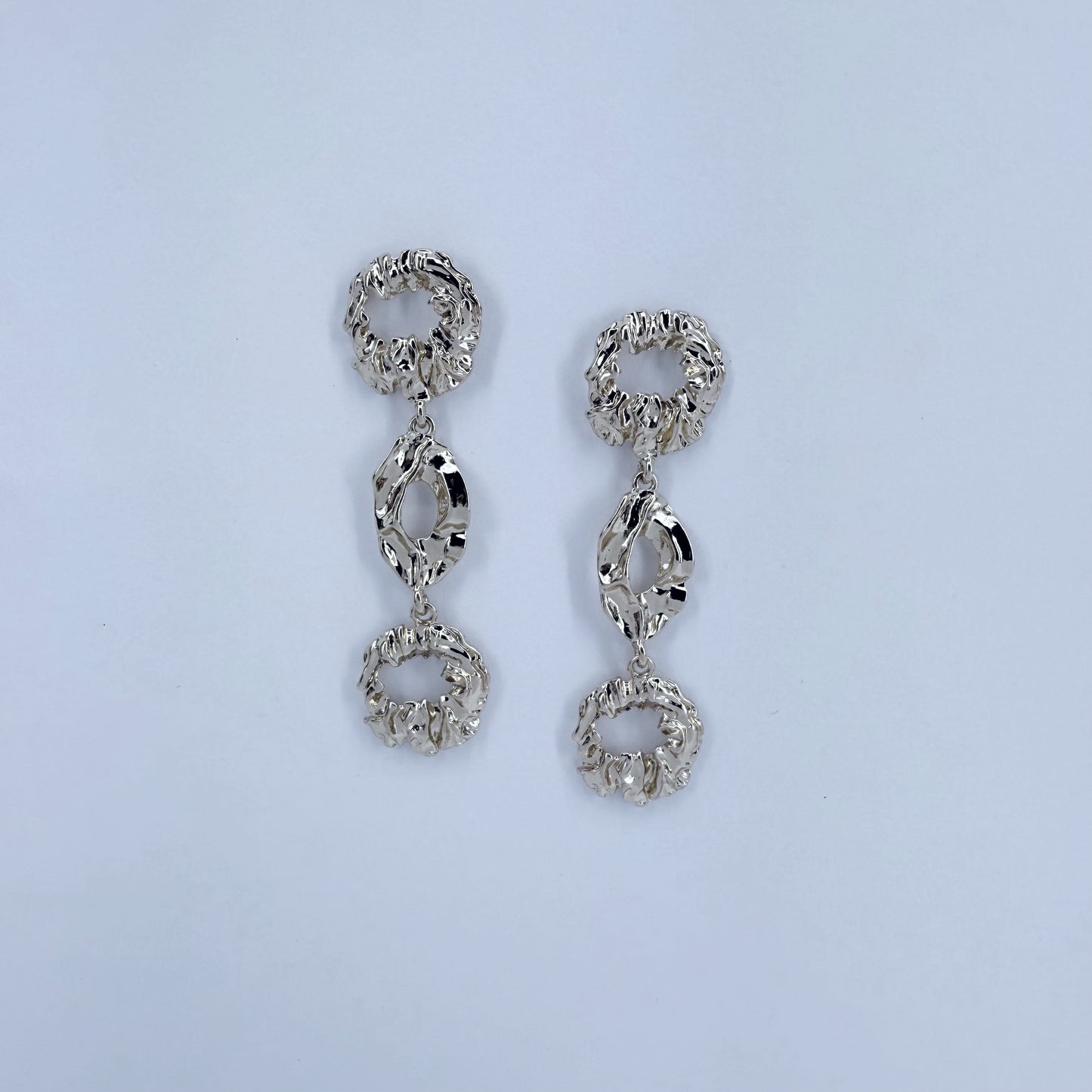 Nugget Texture Hammered Metal Drop Dangle Earrings