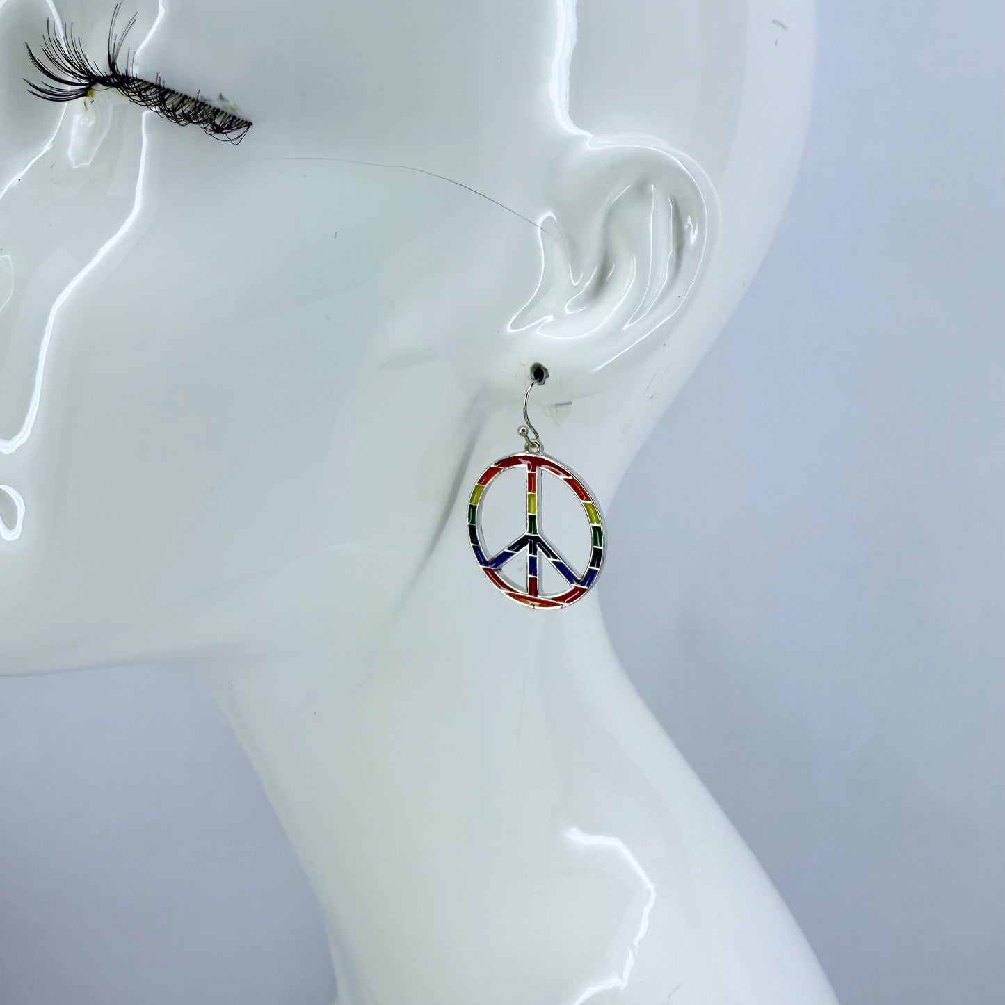 Drop Dangle Peace Sign Raibow Earrnigs