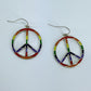 Drop Dangle Peace Sign Raibow Earrnigs