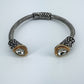 Cable Style Bangle Bracelet with Heart Rhinestone