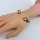 Cable Style Bangle Bracelet with Heart Rhinestone