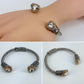 Cable Style Bangle Bracelet with Heart Rhinestone