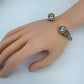 Cable Style Bangle Bracelet with Heart Rhinestone