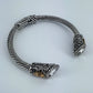 Cable Style Bangle Bracelet with Heart Rhinestone