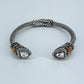 Cable Style Bangle Bracelet with Heart Rhinestone