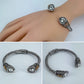 Cable Style Bangle Bracelet with Heart Rhinestone