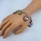 Multicolor Heart Oval Charms Chain Bracelet