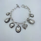 Heart and Oval Clear Charms Chain Bracelet