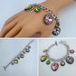 Multicolor Heart Oval Charms Chain Bracelet