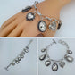 Heart and Oval Clear Charms Chain Bracelet