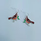 Silver finish Clear Epoxy Red Cardinal Bird Earrings