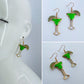 Gold Finish Green Margarita Drink Fun Earrings